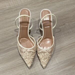 Zara Embroidered Floral Slingback Heels